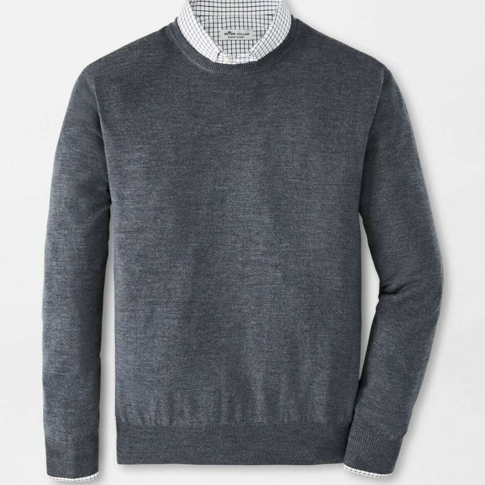 NWOT Mens XXL Peter Millar Crown Soft Merino-Silk-Nylon Crewneck Charcoa…
